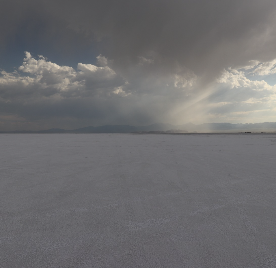 Storm clouds breaking over the Bonneville Salt Flats